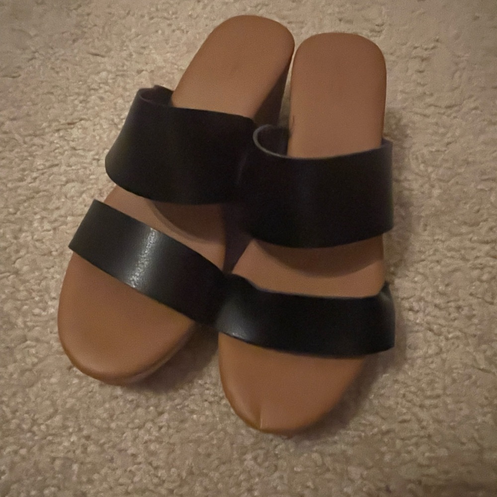 Two Strap Black Platform Sandals